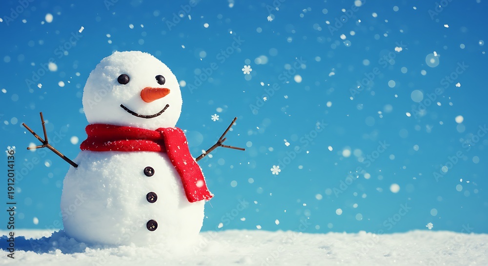 Fototapeta premium Joyful Snowman in Winter Wonderland