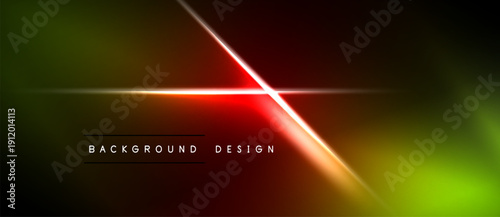 Abstract gradient background. Red neon lines intersect, creating dynamic visual effect. Dark shades dominate composition.