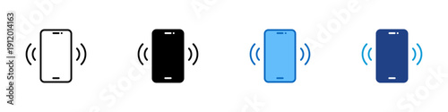 Vibrate Mode Multiple Style Icon Design Vector - Smartphone with vibration lines representing silent notification, alert mode, and incoming activity awareness