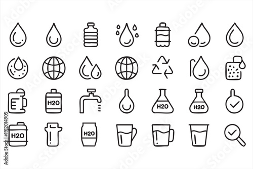 Modern water supply symbol set for sustainability marketing