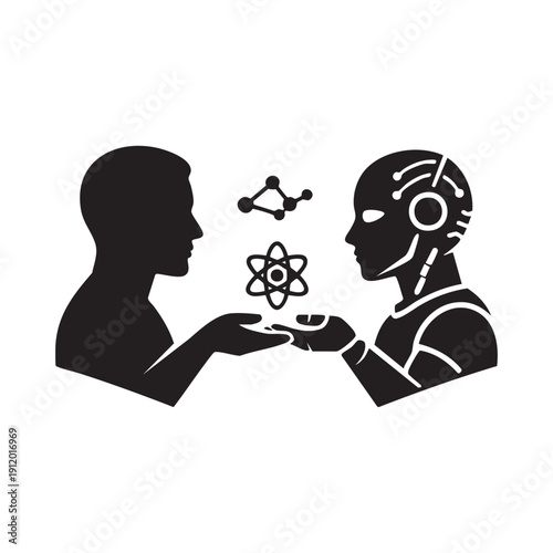 Vector illustration of humans vs robots icon vector illustration