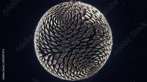Rotating Sphere with Intricate Patterns and Textures.