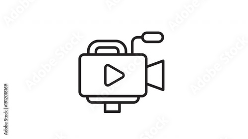 Animated Video Camera Outline Icon