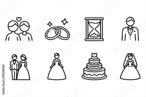 Love and commitment outline symbols for event design