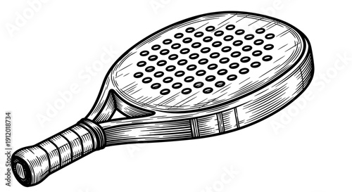 Professional Padel Racket with Textured Surface Sketch