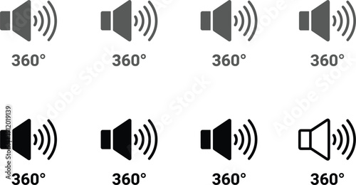 360 degree sound speaker icon set surround audio volume symbol flat vector illustration isolated