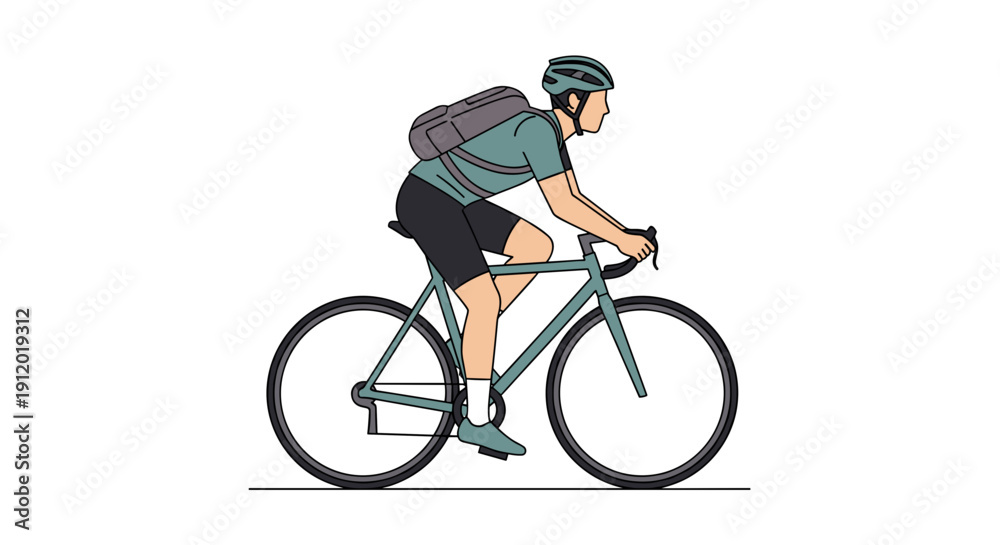 Obraz premium Male Cyclist Riding a Road Bike Graphic