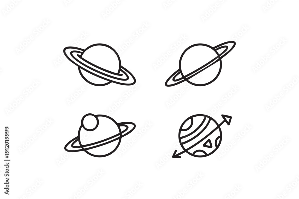 Obraz premium Cosmic exploration icon pack for technology projects