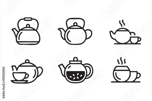 Herbal infusion vector pictogram set