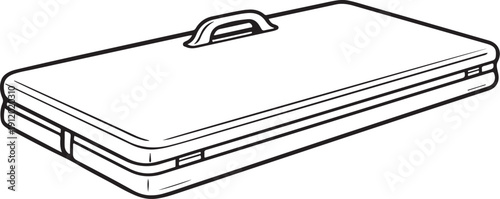 Closed Briefcase Black and White Line Art Illustration