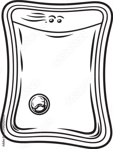 Hot Water Bottle Black and White Line Art Illustration