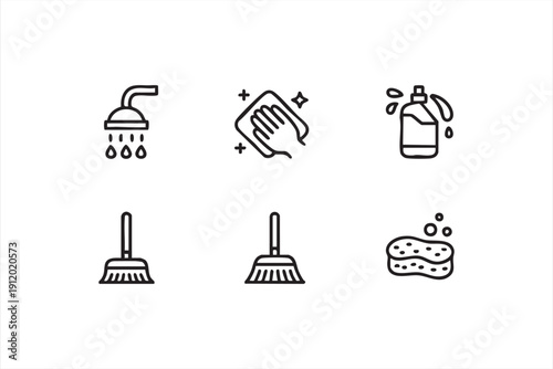 Hygiene Equipment Symbol Set for Sanitation Services