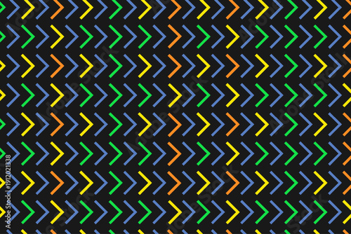 An energetic composition of geometric fragments. Zig-zags and right-angled bars in a rhythmic repeat. Inspired by early MTV-era motion graphics. Flat, vibrant, and high-contrast.