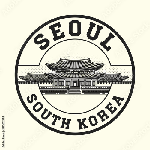Seoul South Korea Landmark Emblem Stamp