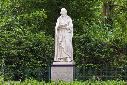 Munster, Germany. Statue of Bernhard Overberg, a Catholic ecclesiastic, educator and author. The statue was erected in 1897. Text on the pedestal reads: Bernhard Overberg teacher of the Normal school.