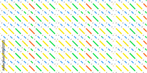 Retro geometric pattern inspired by 1980s and 1990s arcade aesthetics. Features bright yellow, electric blue, orange, and lime green confetti shapes on a dark matte background. High contrast, minimali