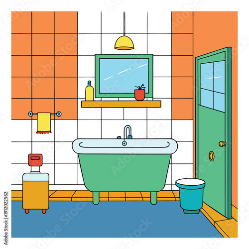 A modern bathroom with sleek tiles, a glass shower, elegant vanity, soft lighting, and minimal décor, creating a clean, serene, and inviting space for relaxation.
