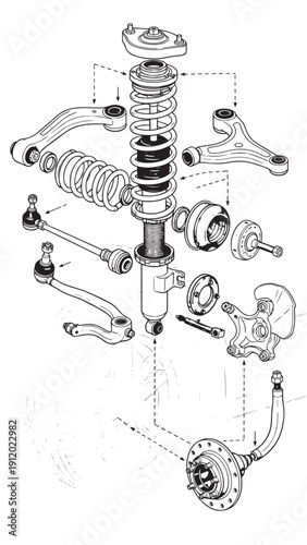 Exploded diagram of bicycle front suspension fork showing components and assembly details.