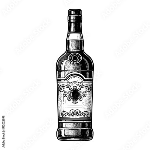 Simple Line Art of a Classic Liquor Bottle