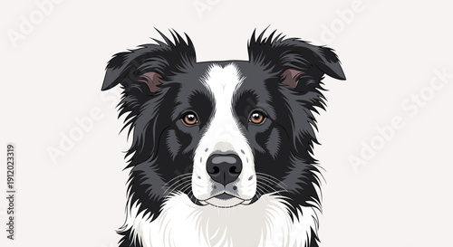 Portrait of a Border Collie Dog Head