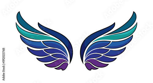 Pair of Colorful Angel or Bird Wings