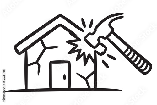 Property Damage Symbol for Insurance and Renovation