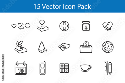 Vector Healthcare and Lifestyle Outline Icon Pack Medical Fitness and Daily Life Symbols