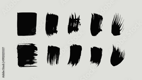 Paint splash splatter ink brush blobs set. Brush paint stroke set, Dry brush texture. Grunge paint lines, rough drawn elements. Dirty liquid spots, rough dust, grain pattern 
