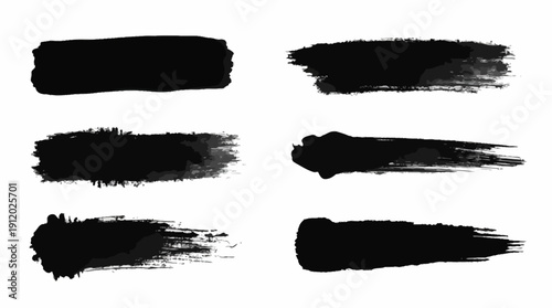 Paint splash splatter ink brush blobs set. Brush paint stroke set, Dry brush texture. Grunge paint lines, rough drawn elements. Dirty liquid spots, rough dust, grain pattern 
