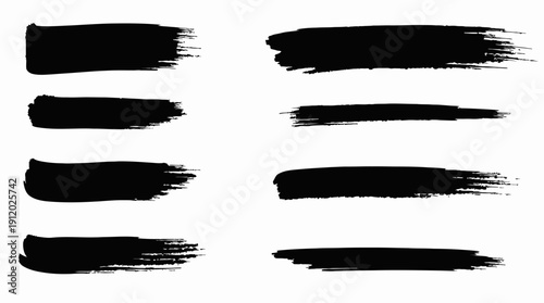 Paint splash splatter ink brush blobs set. Brush paint stroke set, Dry brush texture. Grunge paint lines, rough drawn elements. Dirty liquid spots, rough dust, grain pattern 
