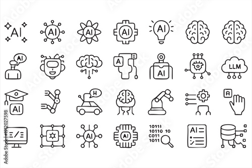 Artificial intelligence pictogram pack for startups