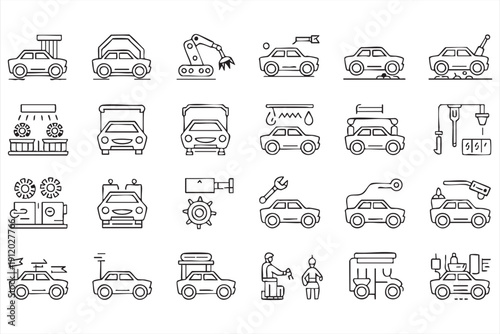 Car production pictogram pack for industrial design