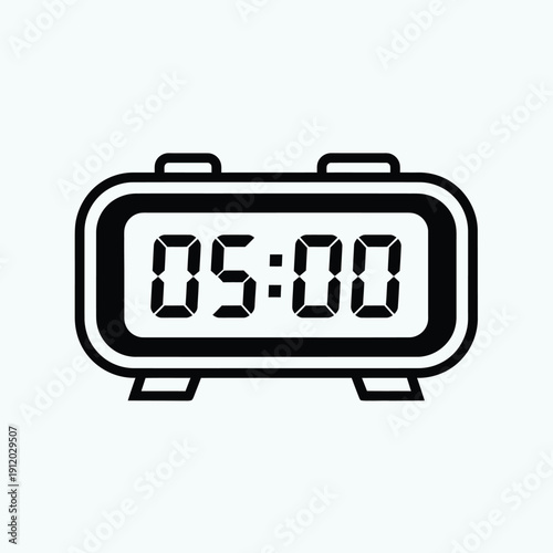Digital Alarm Clock Icon – 5:00 Time Display Electronic Clock Symbol