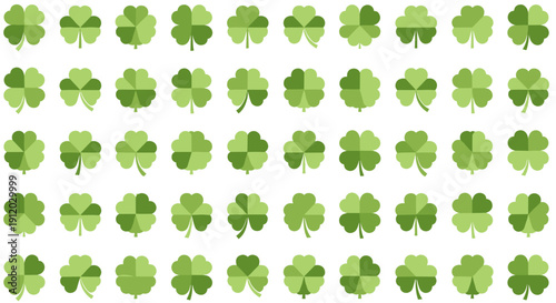 Sheet of lucky green clover and shamrock icons