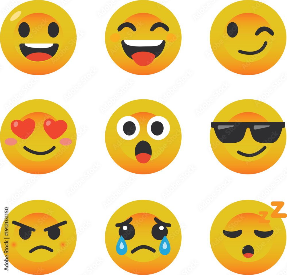 Fototapeta premium yellow emoji icon set