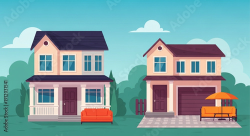 Two Story Houses with Garages.