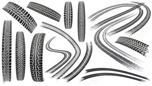 Tire tracks and treads a collection of black and white images