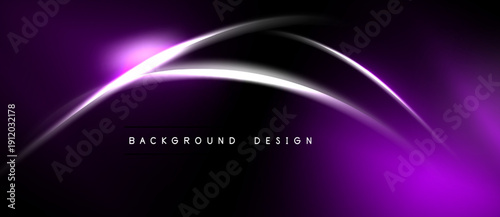 Abstract purple, white lines create dynamic background. Smooth curves suggest movement, energy, modern aesthetic. Text reads background design.