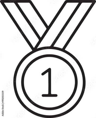 First Place Medal Line Icon Vector