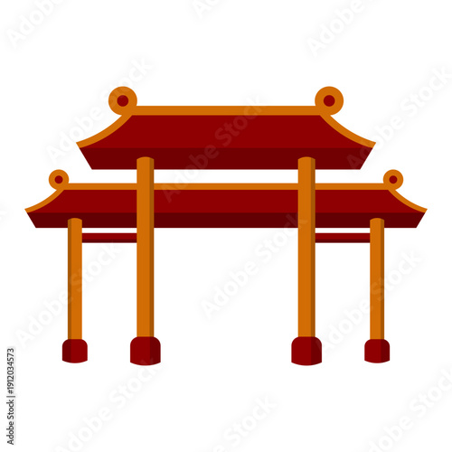 Traditional Chinese Gate Illustration