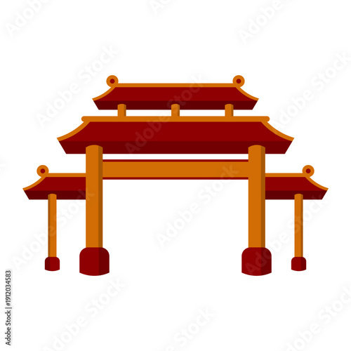 Traditional Chinese Gate Illustration