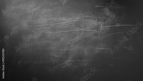 A highly detailed, realistic background texture of an empty dark chalkboard with chalk residue, dust, and scuff marks, perfect for education, school, or vintage menu designs.