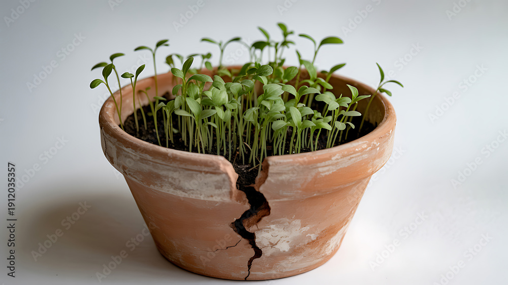 Obraz premium Resilient Life Flourishing from a Broken Pot