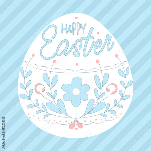 Easter Egg Vector Illustration with Floral Pattern and 