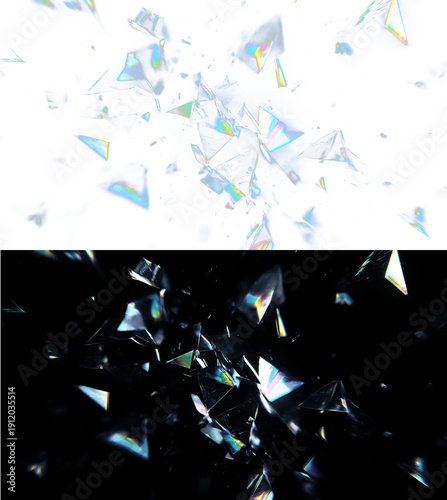 Futuristic Hologram Glass Break With Prismatic Light And Floating Pieces