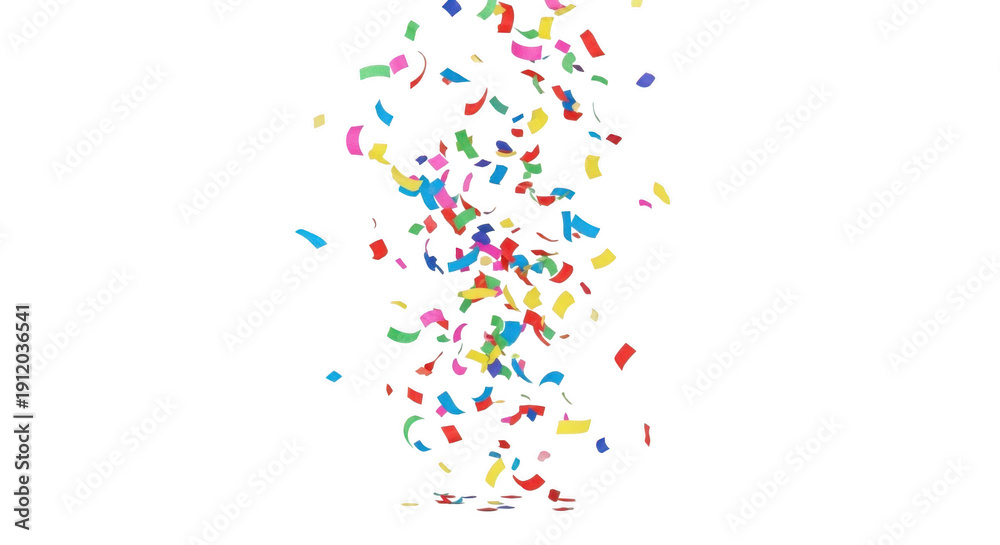 Fototapeta premium Colorful celebratory confetti falling on transparent background