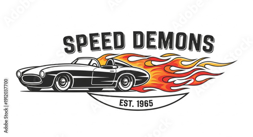 Vintage Car Speed Demons Logo Design.