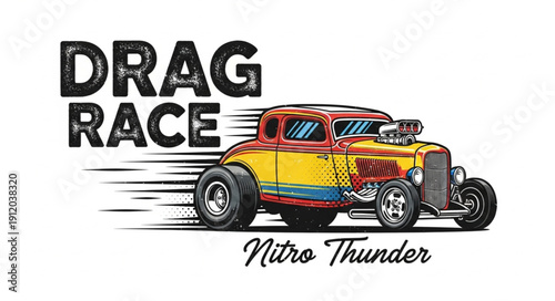 Vintage Drag Racing Hot Rod Car.