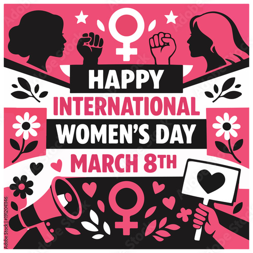 International Women’s Day Flyer Celebrating Empowerment, Equality and Women’s Rights