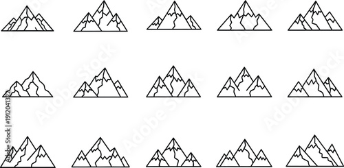 Collection of varied mountain range illustrations